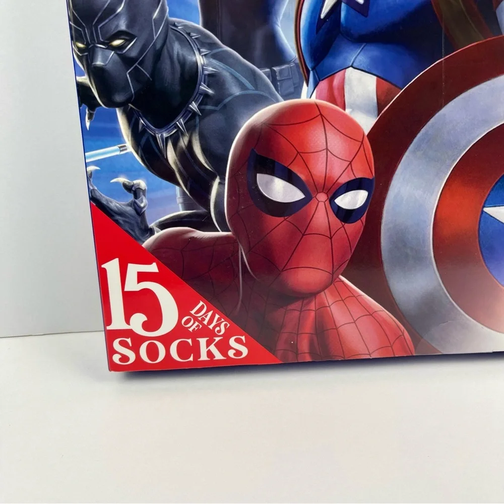 Marvel 15 Days of Socks Advent Calendar 15pk Men’s Shoe Size 6-12 Hulk Iron Man - Picture 3 of 11